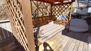 Деревянные качели - пергола Сенди П Люкс с навесной кроватью 2 метра