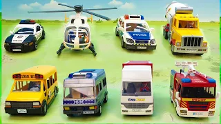 Пожарная машина Полицейская Бетономешалка Вертолет - новые игрушечные видео.