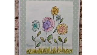 Card, watercolor flowers- easy tutorial- Distress inks