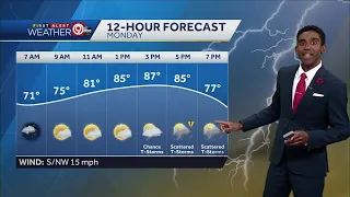 Scattered T-storms likely Monday evening