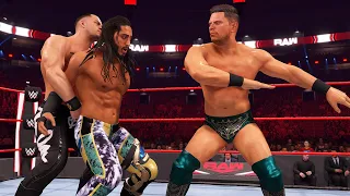 Mustafa Ali vs Miz and Austin Theory - wwe 2k22