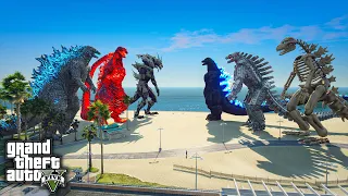 Godzilla Team Vs Mechagodzilla Team Epic Battle ( GTA V Mods )