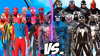 TEAM SPIDERMAN SUIT vs VENOM ARMY - EPIC BATTLE (ALL SPIDER-MAN SUITS vs ALL VENOMS SYMBIOTE)