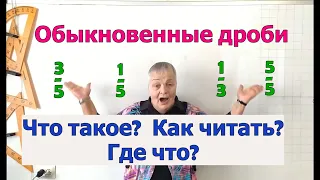 5 класс. Доли. Обыкновенные дроби. Компоненты дроби. Чтение и запись обыкновенных дробей.