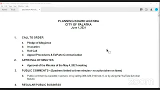 Palatka Planning Board Meeting-6-1-21