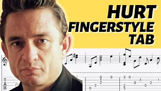 HURT - Johnny Cash - Fingerstyle Guitar Tutorial