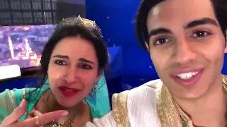 Mena Massoud (Aladdin) And Naomi Scott (Jasmine) Behind The Scenes On The Magic Carpet