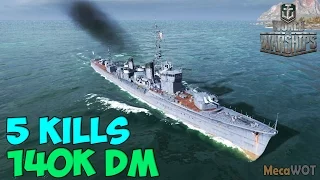 World of WarShips | Shiratsuyu | 5 KILLS | 140K Damage - Replay Gameplay 1080p 60 fps