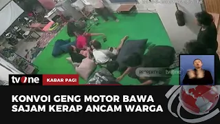 Bikin Resah Warga! Aksi Komplotan Geng Motor Konvoi Sambil Bawa Senjata Tajam | Kabar Pagi tvOne