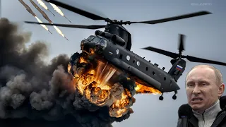 1 minute ago! Russian CH-47D Helicopter Carrying 40,000 Tons of Ammunition Destroyed by US F-16