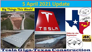 Tesla Gigafactory Texas 5 April 2021 Cyber Truck & Model Y Factory Construction Update (09:00AM)