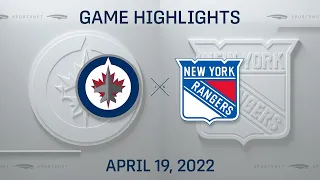 NHL Highlights | Jets vs. Rangers - April 19, 2022