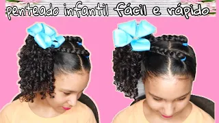 penteado infantil- com trança, fácil e rápido#57|cabelo cacheado