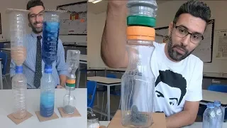 Magnetic, Sand and liquid hourglass with plastic bottles