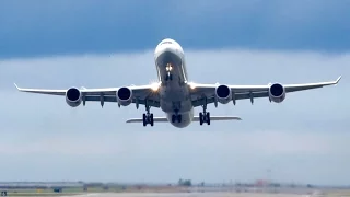 Crosswind Landing & Takeoff - Lufthansa Airbus A340-642 [D-AIHB] at Vancouver (YVR)