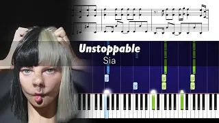 Sia - Unstoppable - Piano Tutorial + SHEETS