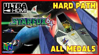 STARFOX 64 [UltraHDMI N64] HARD PATH Full Walkthrough - ALL MEDALS 100% Walkthrough - No Commentary