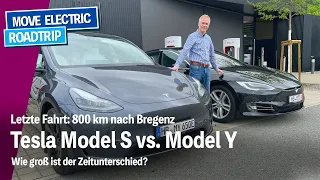 Letzte Fahrt: Tesla Model S und Model Y - 800 km zum Bodensee - Wer ist schneller?