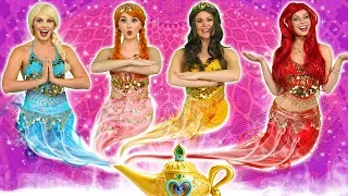DISNEY PRINCESS GENIES! (What Happens to Ariel, Elsa, Belle, Jasmine, Rapunzel and Anna?)