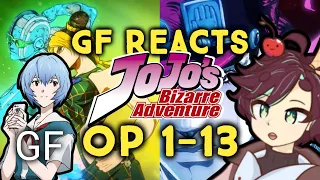 My GIRLFRIEND Reacts To Jojo's Bizzare Adventure ALL Openings (1-13) | Anime OP REACTION