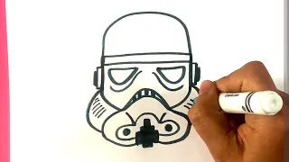 How to Draw Star Wars - Storm Trooper Helmet - Easy Drawings