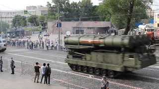 Modern Russian military vehicles on the move for V-day Parade rehearsal