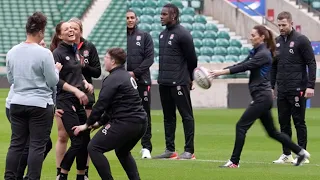 Kate Middleton shows off her skills with England rugby after being name new patron of RFU