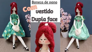 🔴 Como fazer Boneca de pano com vestido DUPLA. FACE