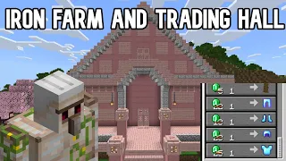 Prettiest 1.20 Iron Farm and Trading Hall Tutorial Minecraft Bedrock (MCPE/Xbox/PS4/Switch/PC)