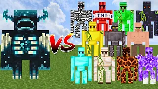 WARDENS vs ALL IRON GOLEMS in Minecraft