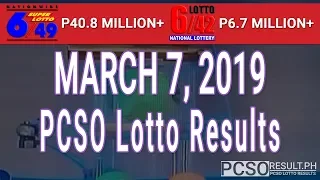 PCSO Lotto Results Today March 7, 2019 (6/49, 6/42, 6D, Swertres, STL & EZ2)