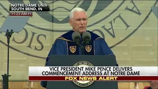 Students Walk Out of VP Mike Pence Notre Dame Graduation Speech