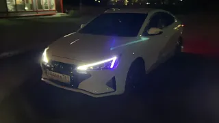 Штатная Led оптика Hyundai Elantra 2019 против  BI - LED Линзы VIPER VECTOR 3.0 lada Largus 2013