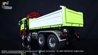 The LESU 1/14 RC 8*8 hydraulic 3-way MAN dump truck with crane tipper.#rc #rctruck #dumper #tipper