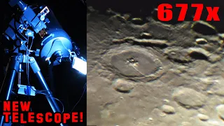 MOON ▶ SUPER ZOOM 677X! New Celestron c8 Telescope diameter 200 mm. Subtitles Translated