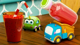 Mocas the little monster cars cartoons for kids. Cartoon cars & trucks. Mocas cars make smoothies.