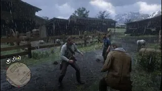 Red Dead Redemption 2 Arthur back to brawling and running over NPC's