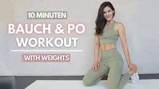 2 in 1 BAUCH & PO WORKOUT // flacher Bauch, runder Po mit Zusatzgewichten trainieren | Tina Halder