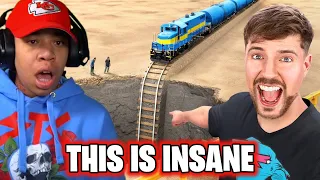 SimbaThaGod Reacts To MrBeast - Train Vs Giant Pit