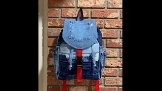 Diy backpack bag, Jean backpack tutorial video #suzansuziyim