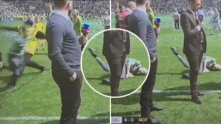 Sky Sports Cameras Capture Incredible Slide Tackle From Steward On Celtic Fan Who Invaded Pitch