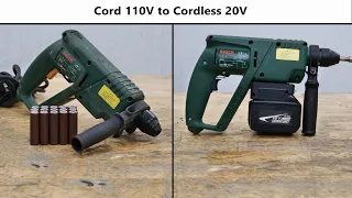 100V to 18V Brushless Rotary Hammer Drill Conversion | BOSCH PBH 160R