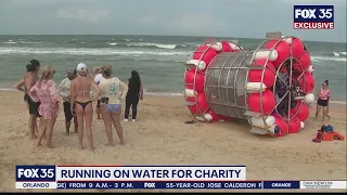 Man running on water inside 'bubble' for charity washes up on Florida beach