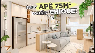 TOUR PELO APÊ CHIQUE DE 75M² EM TONS NEUTROS COM MUITO BRANCO E DOURADO | GABY GARCIIA