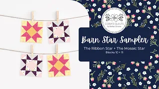 Month 1: Ribbon Star + Mosaic Star  |  Barn Star Sampler QAL with Shelley Cavanna of Cora's Quilts