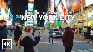 [4K] NEW YORK CITY - Evening Walk Manhattan, Times Square, 7th Avenue, 42nd Street & 6th Avenue, NYC