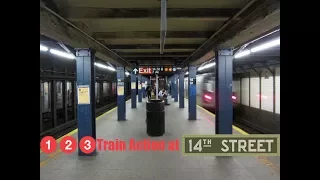 NYC Subway: R62, R62A, R142 (1) (2) (3) Trains at 14 Street Station