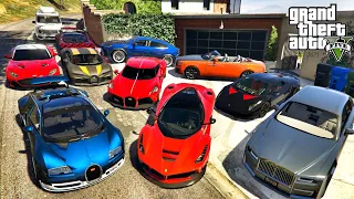 GTA 5-FRANKLIN'S RICH LIFE STEALING SUPERCARS,LAMBORGHINI  BUGATTI MADRAZZO MANSION|GAMEPLAY#90