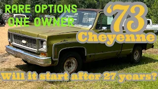 ABANDONED: for 27 years  WILL IT START and run  1973 c10 squarebody chevy