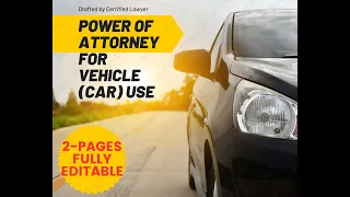 A Power of Attorney for Vehicle Use Power of Attorney for Car use #poa #car